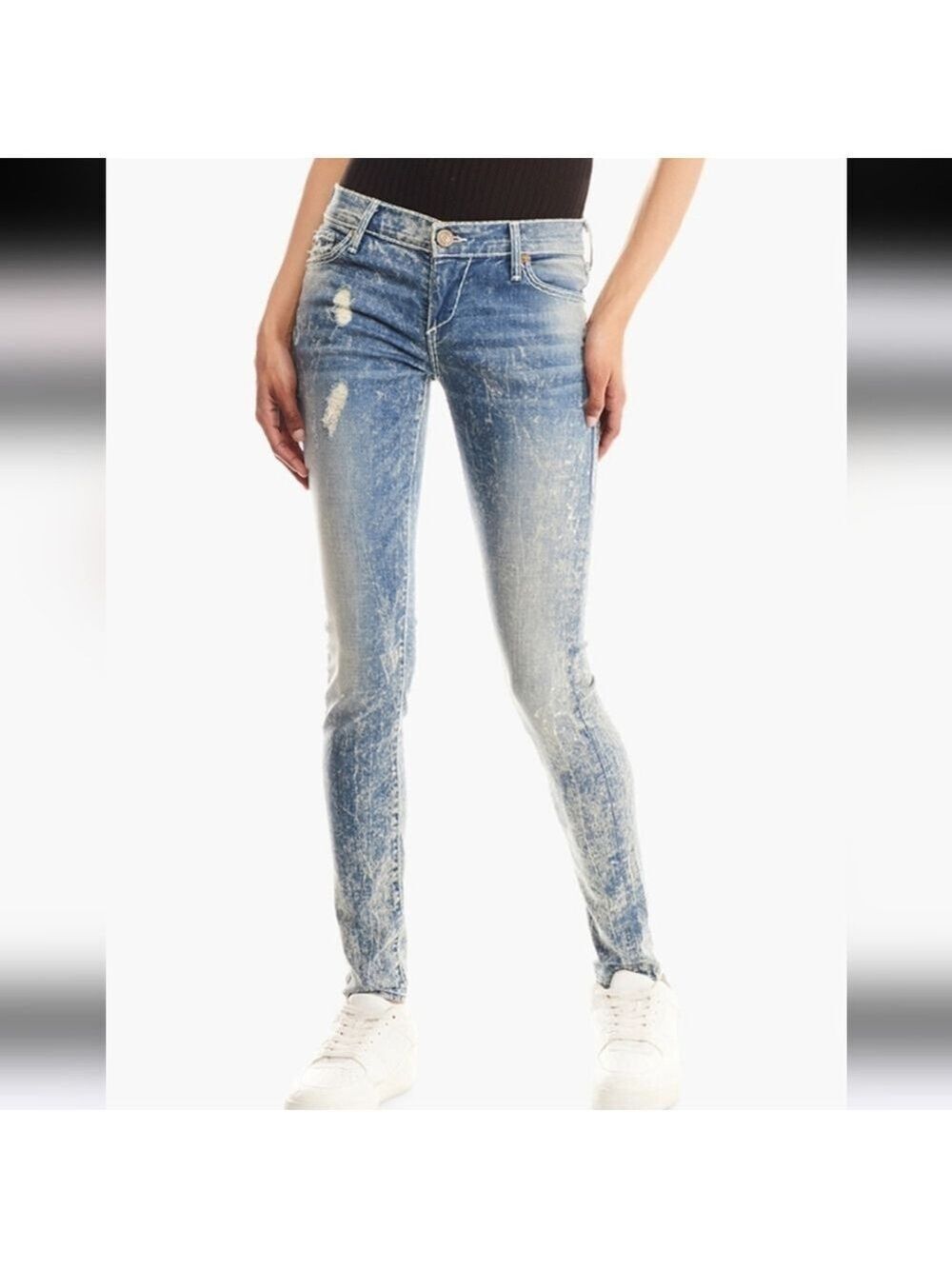 True Religion Casey Skinny Jeans Acid Wash, Size 27